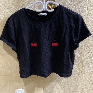 Cherry black crop top